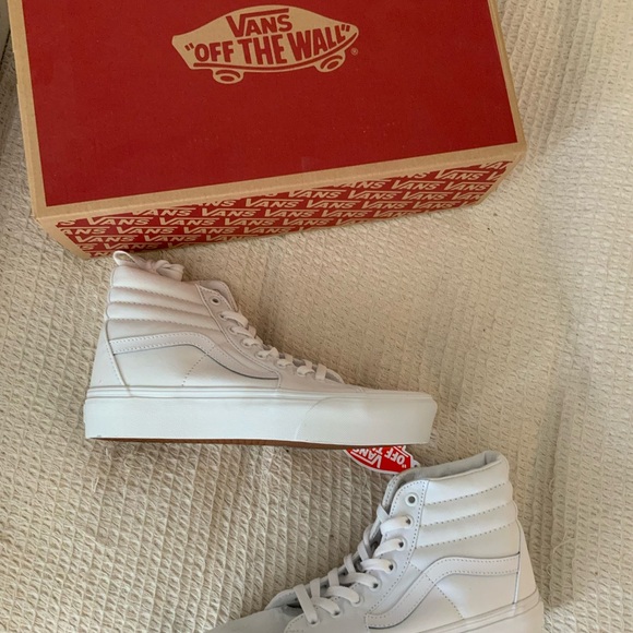New in box Vans White Skatin Sk8-Hi Hitop Original Platform Canvas Sneaker Shoe - Picture 11 of 12